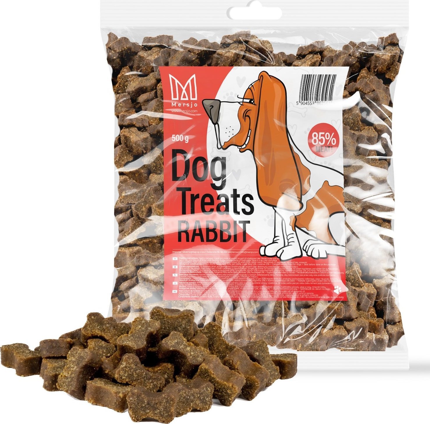 Mersjo Przysmak dla psa - Treserki mięsne królik 85% mięsa 500g
