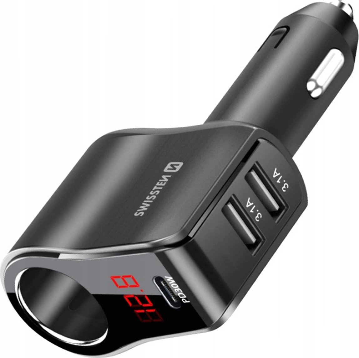 Ładowarka Sourcing Swissten Car Charger 1x USB-C PD / 2x USB-A / CL / LED