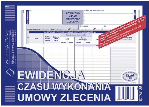 Michalczyk & Prokop Ewiedencja czasu wykonania umowy zlecenia A5 511-3E