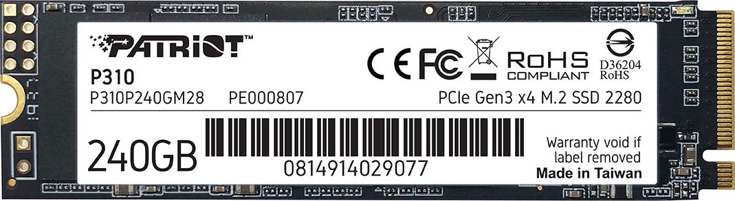 Dysk SSD Patriot P310 240GB M.2 2280 PCI-E x4 Gen3 NVMe (P310P240GM28)
