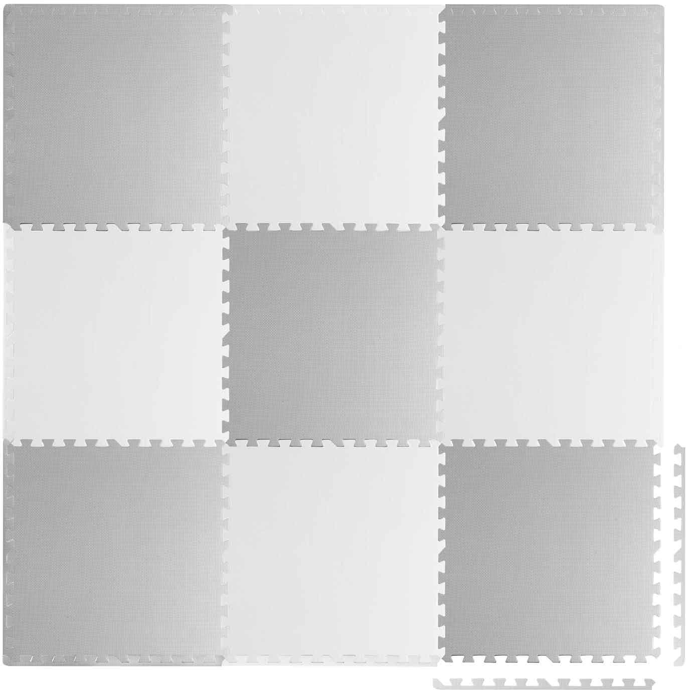 Ricokids Duża mata piankowa puzzle biało-szara Ricokids 180x180cm 9szt