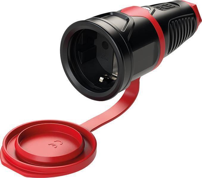 PCE Gniazdo przenośne gumowe z klapką 16A 2P+Z 230V SCHUKO IP54 TAURUS2 2522-sr