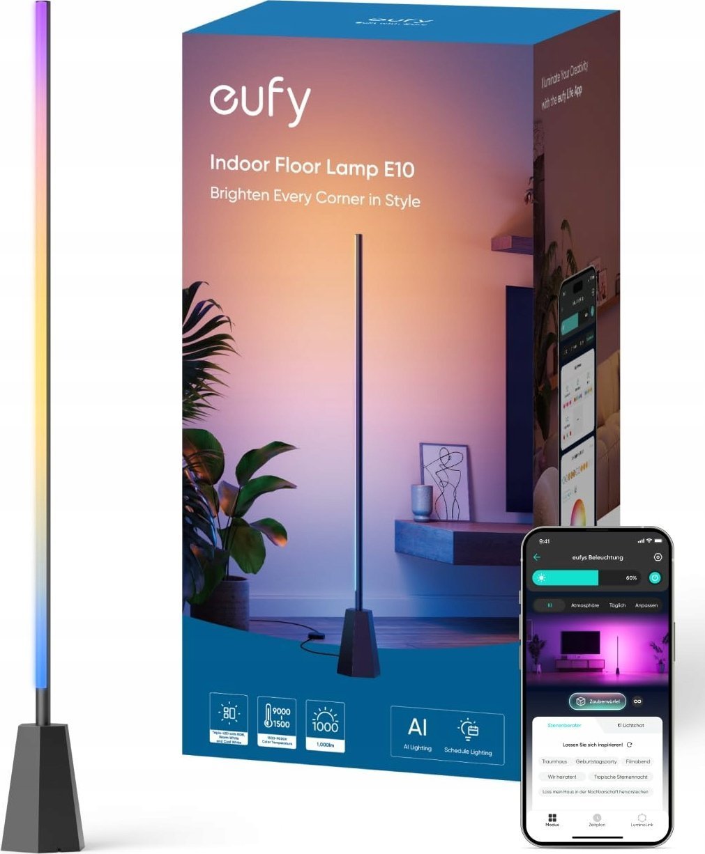Eufy - Lampa podłogowa - LED - RGBWW light - 1500-9000 K - sześciokątny