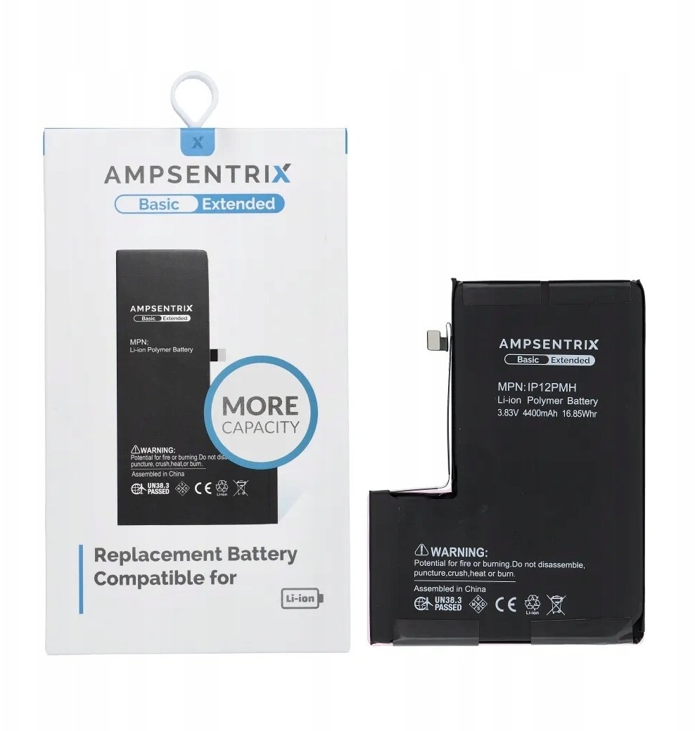 AmpSentrix Basic bateria do iPhone 12 Pro Max (zwiększona pojemność)