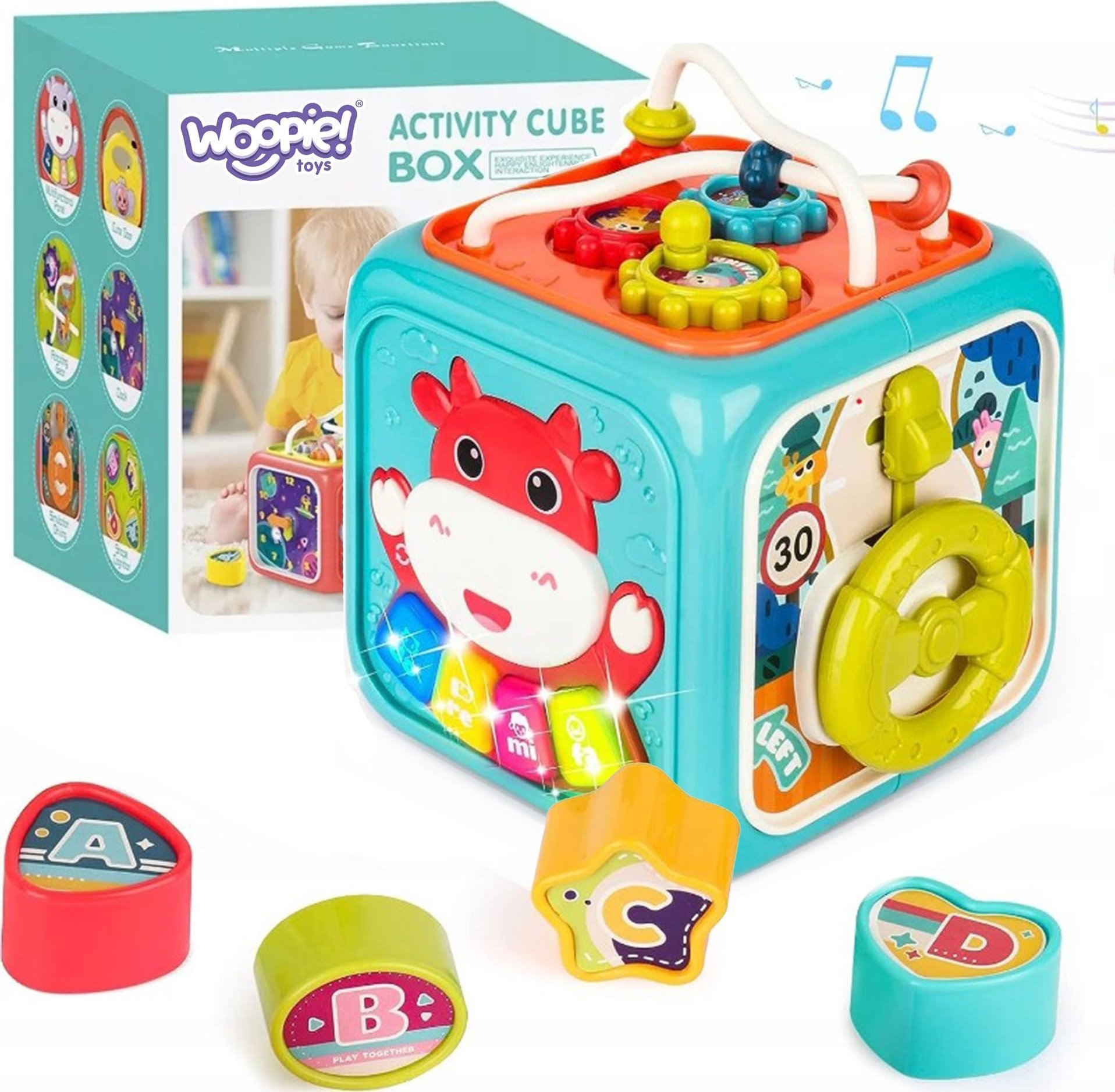 Woopie WOOPIE Interaktywna Kostka Sensoryczna Edukacyjna Montessori Sorter 6w1