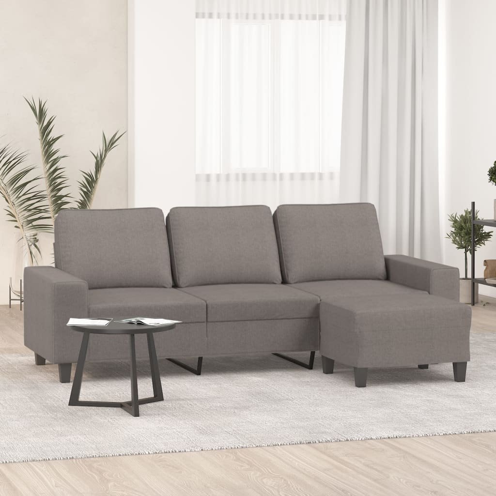 Zdjęcia - Sofa VidaXL 3-osobowa  z podnóżkiem, taupe, 180 cm, tkaniną 