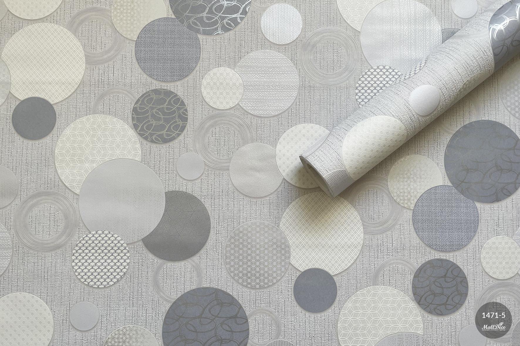 MallDeco TAPETA WINYLOWA KOŁA DECOR, SZARO-NIEBIESKA