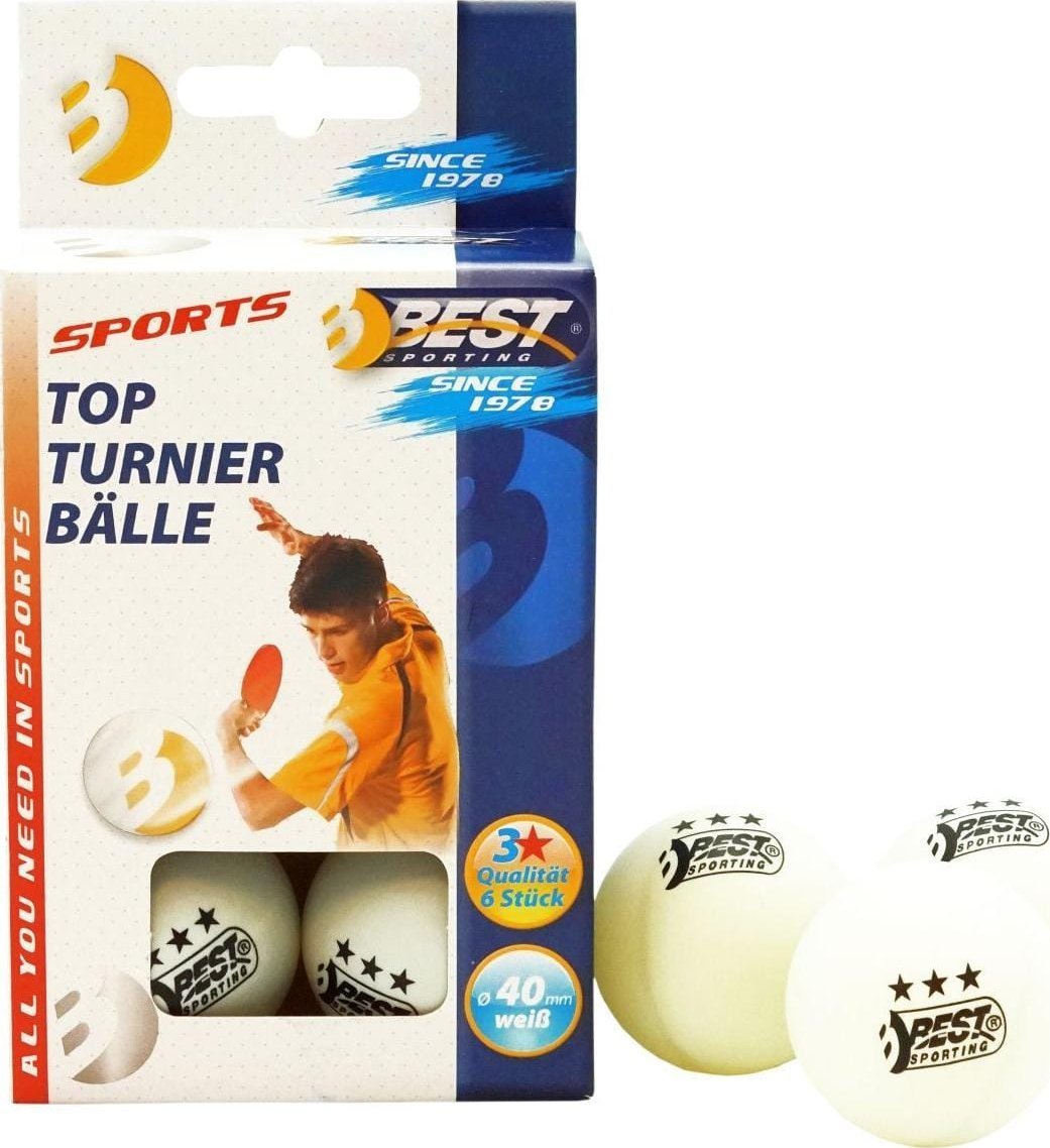Best Sporting Zestaw 6 białych piłeczek do tenisa stołowego średnica 40mm klasa 3 treningowa BEST Sporting 23112