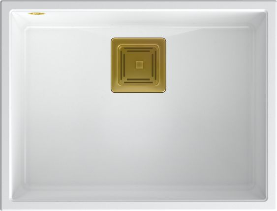 Zlewozmywak Quadron DAVID 50 GraniteQ snow white/elementy złote
