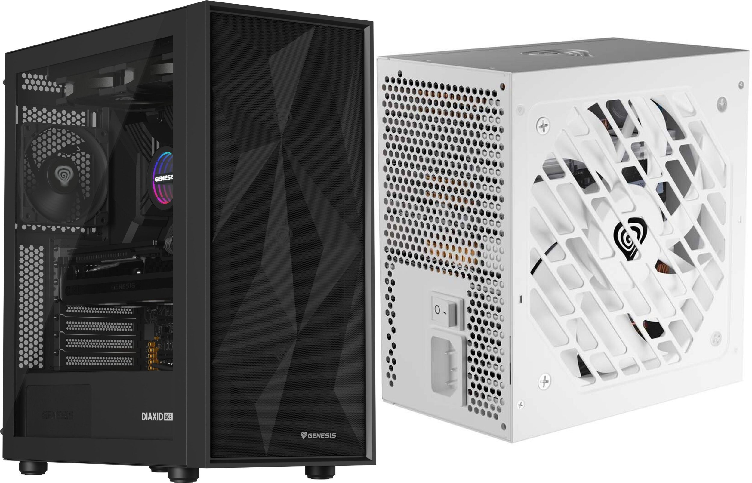Obudowa GENESIS Diaxid 605F czarna (NPC-2046) + Zasilacz GENESIS Nihon 750NM Biały 750W (NGP-2369)