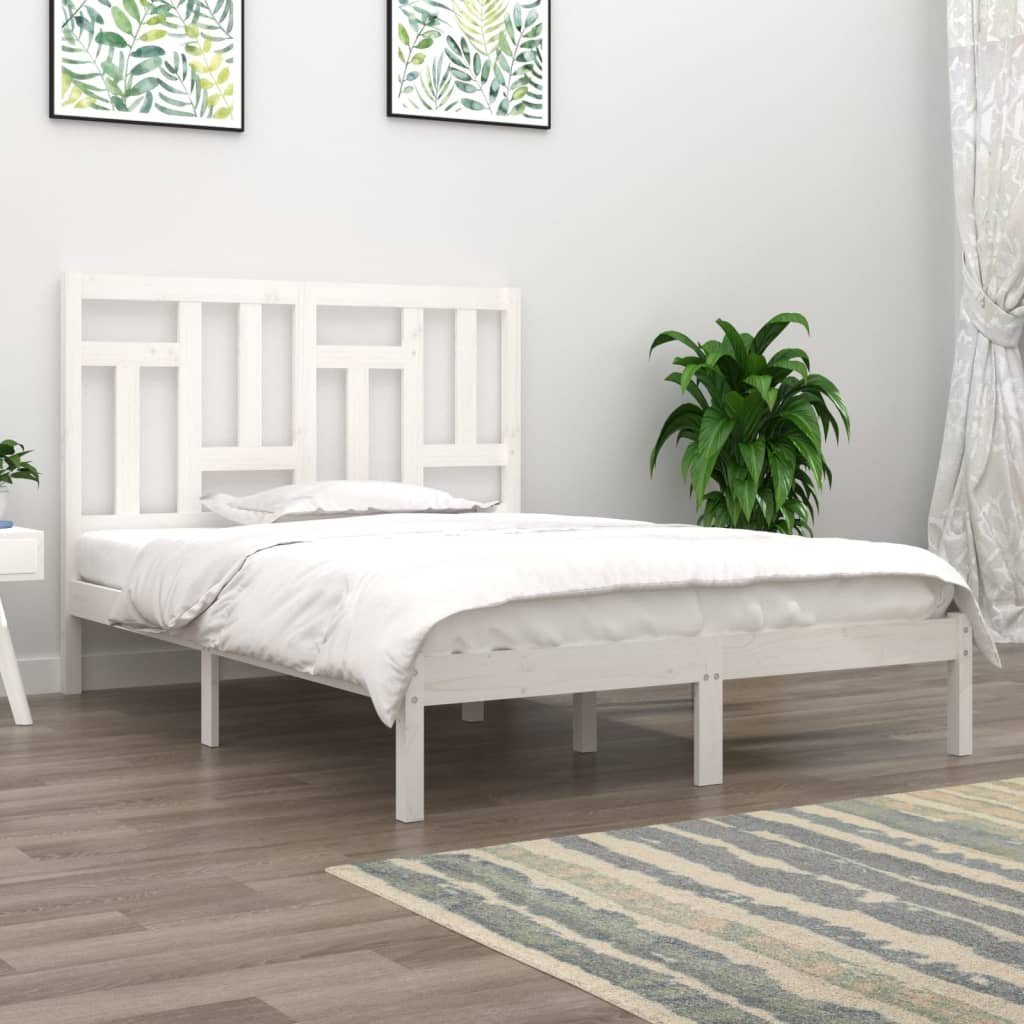 Фото - Ліжко VidaXL Rama łóżka, biała, lite drewno, 120x190 cm, podwójna 