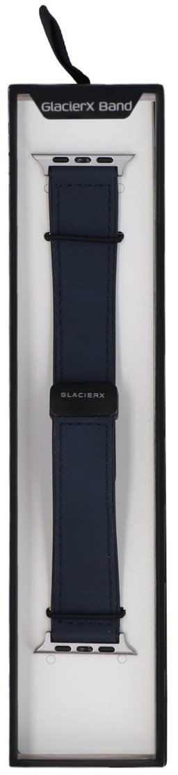 GlacierX Leather Magnetic Buckle Midnight Blue do Apple Watch 42/44/45/49mm Granatowy