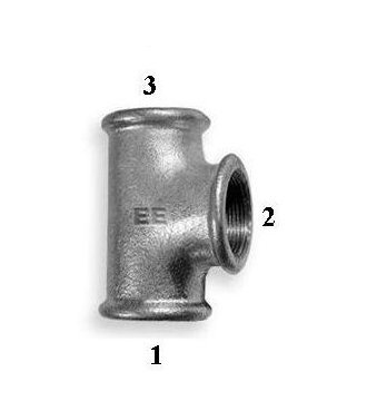 Odlewnia Zawiercie Trójnik redukcyjny B1 1x3/4x1" czarny - 13813