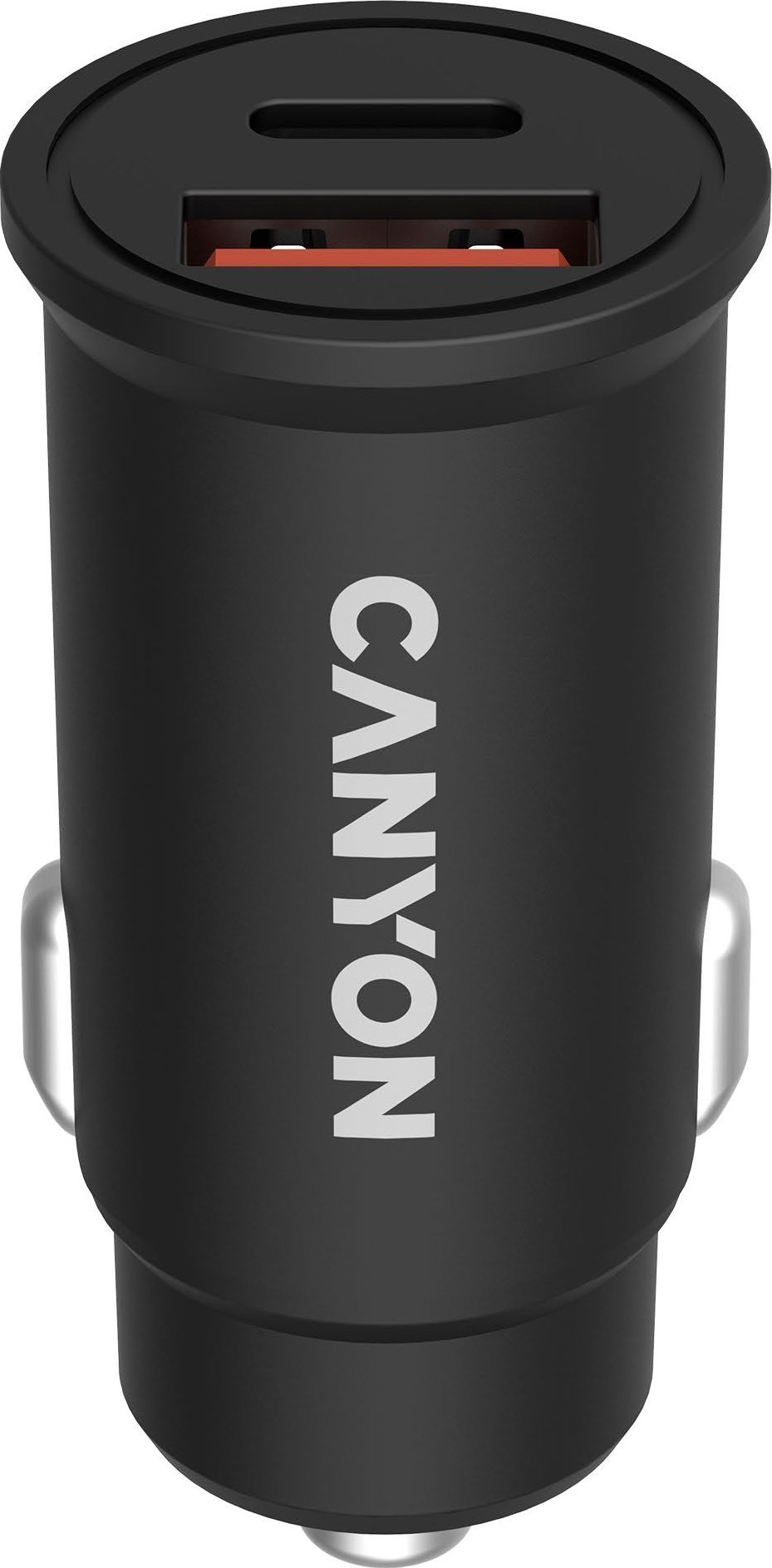 Ładowarka Canyon , PD 30W/QC3.0 18W Pocket size car charger with 1-USB A+ 1-USB-C Input: DC12V-24V, Output: USBC: PD30W( 5V3A/9V3A/12V2.5A/15V2A/20V1.