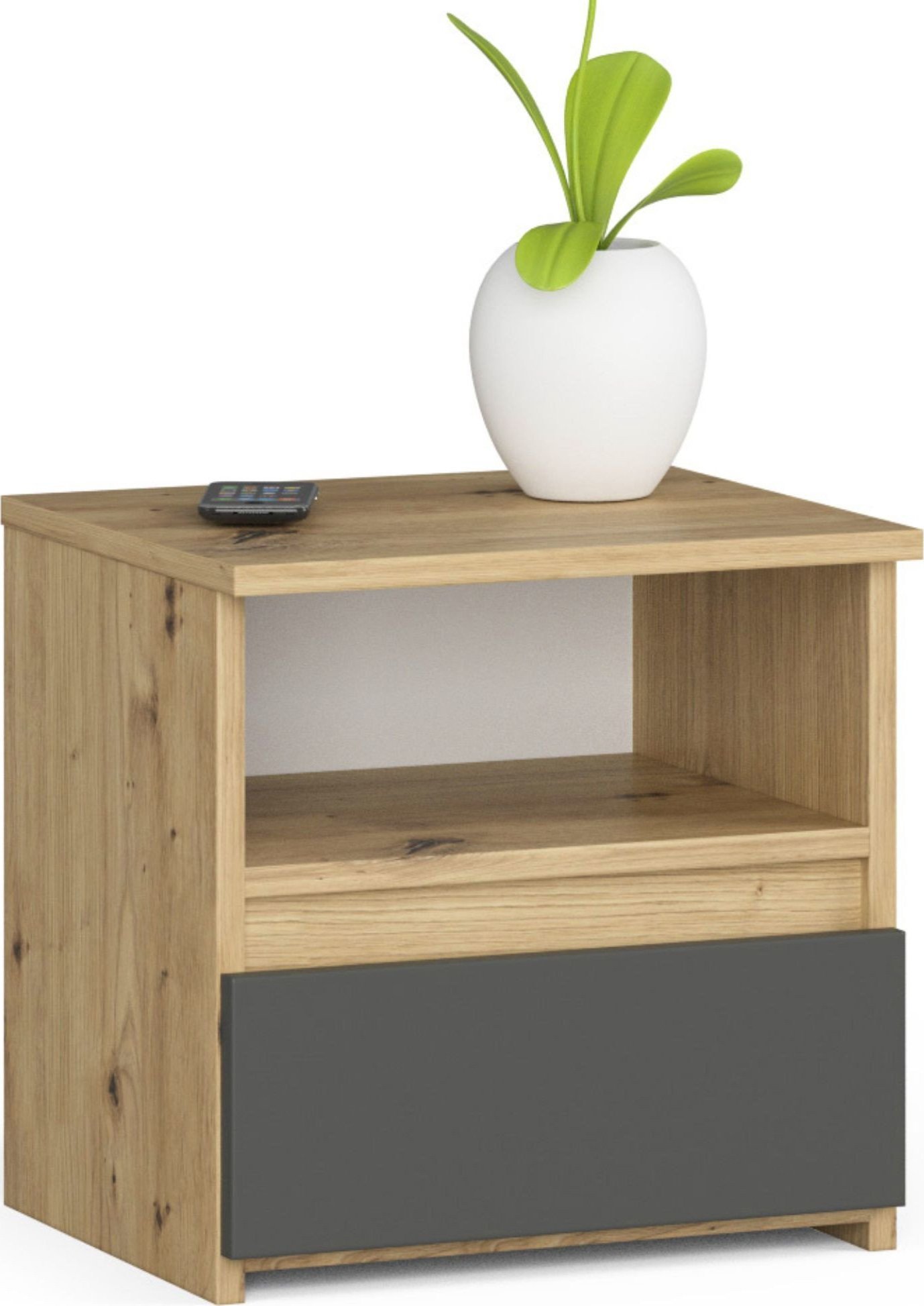 Fabryka Mebli Akord Szafka nocna CL1 40 cm 1 szuflada - dąb artisan szara