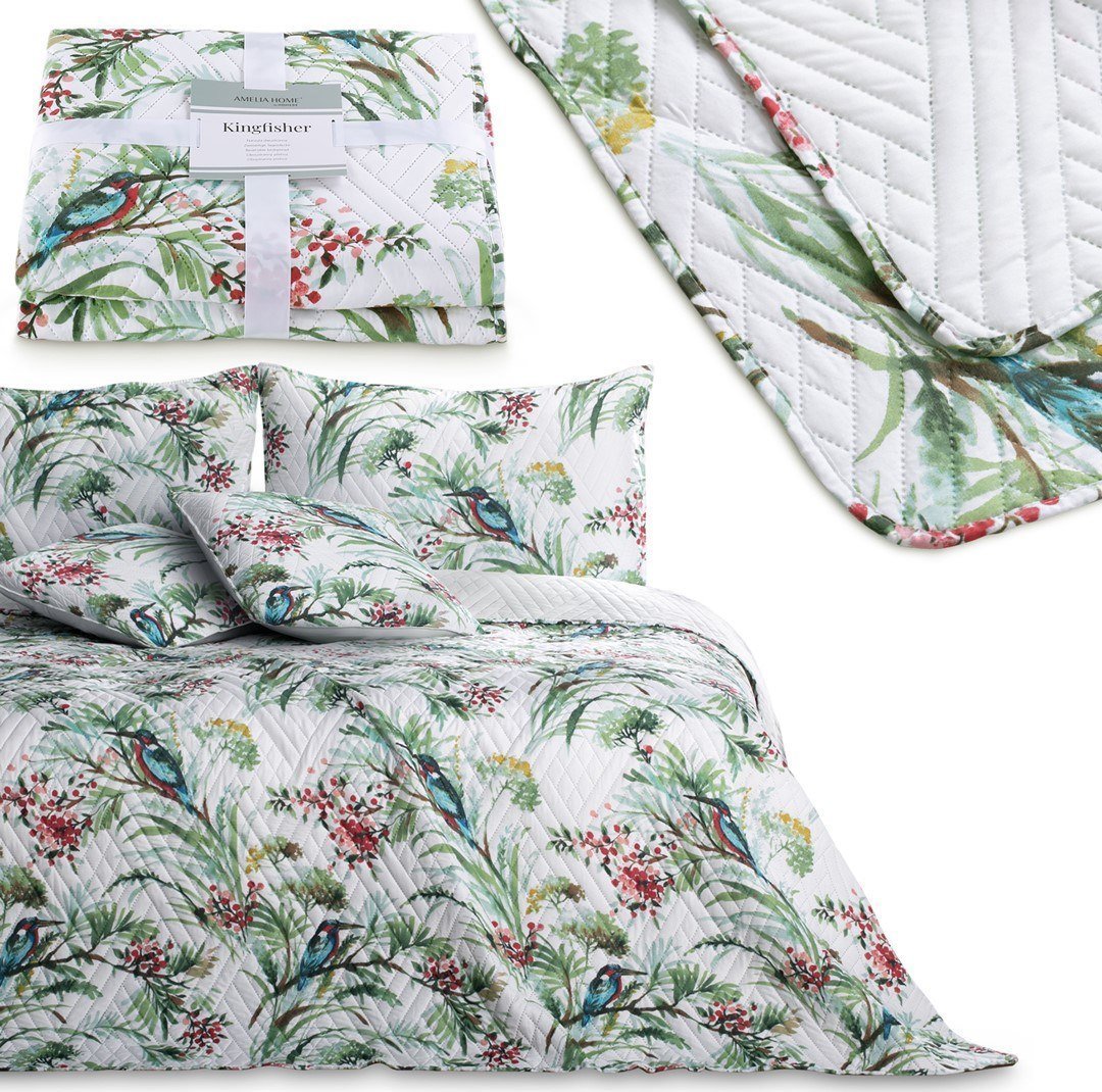 AmeliaHome Narzuta pikowana dwustronna z lamówką KINGFISHER 170X270