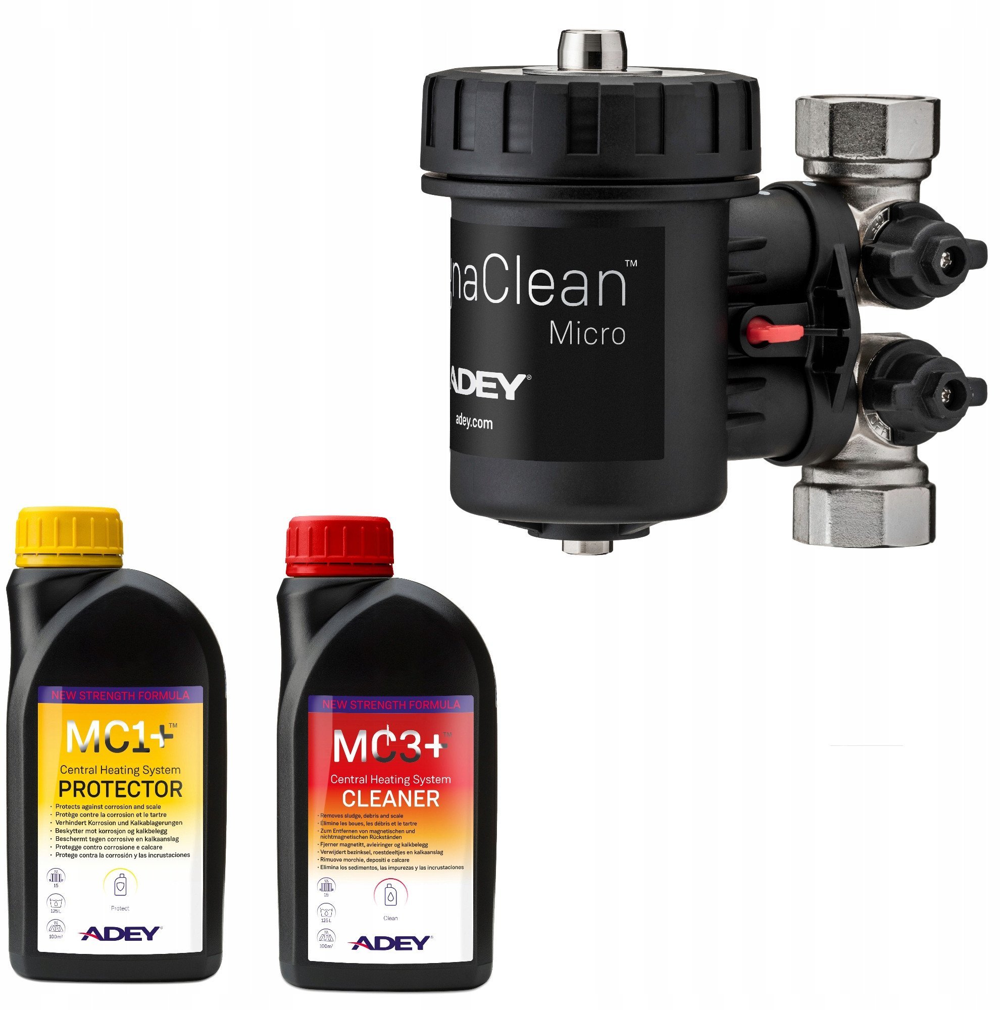 Zestaw filtr magnetyczny MagnaClean Micro2 BSP1 Pakiet - podłączenie 1 GW + płyny MC1 i MC3