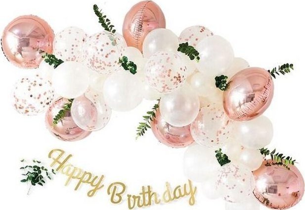 Zestaw balonów Happy Birthday różowe złoto 36el
