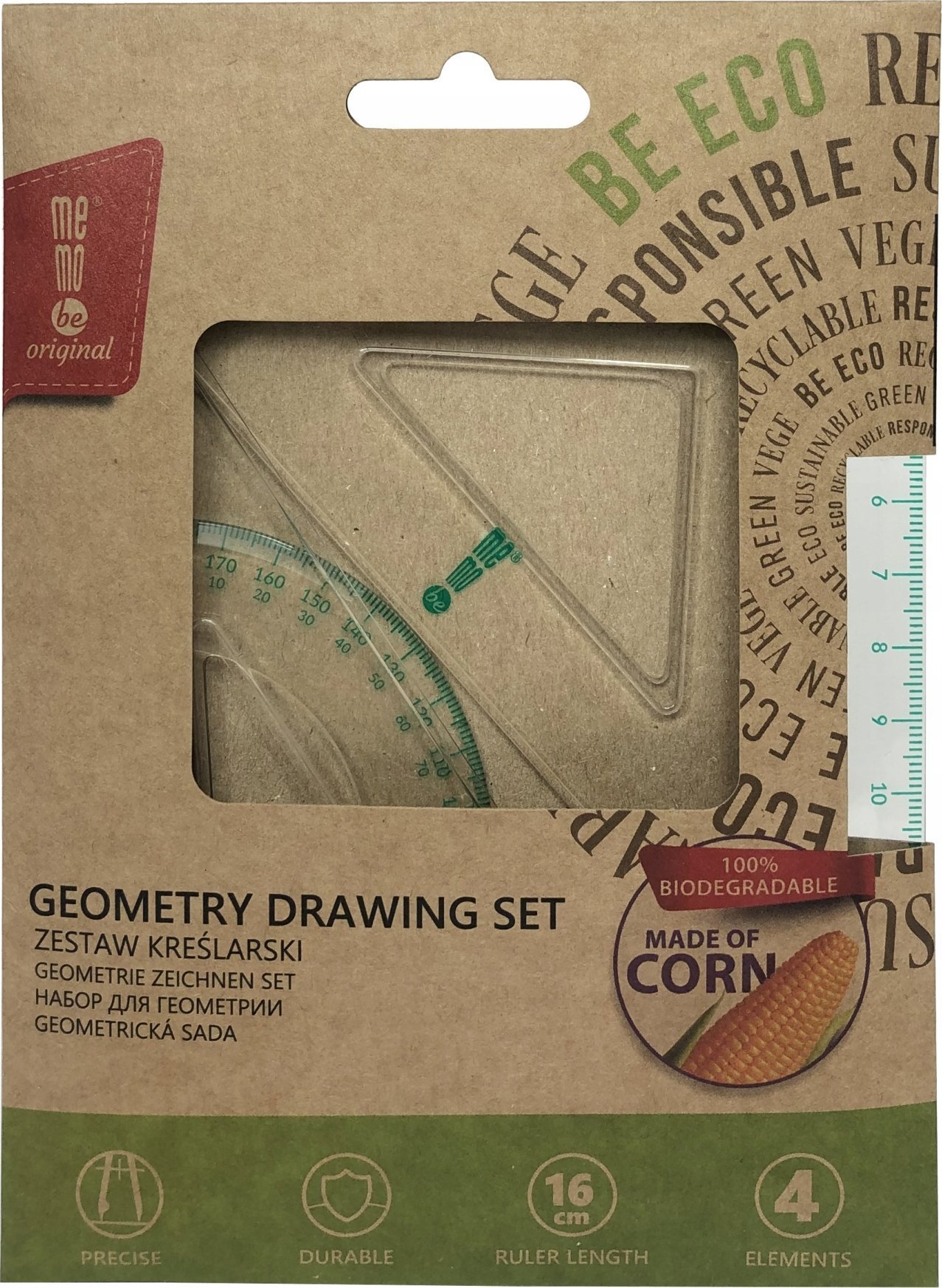 MemoBe Zestaw kreślarski ECO* z linijką 16cm