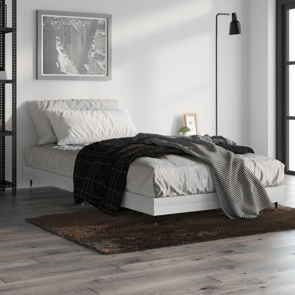 Фото - Ліжко VidaXL Rama łóżka, szary dąb sonoma, 100x200cm materiał drewnopochodny 