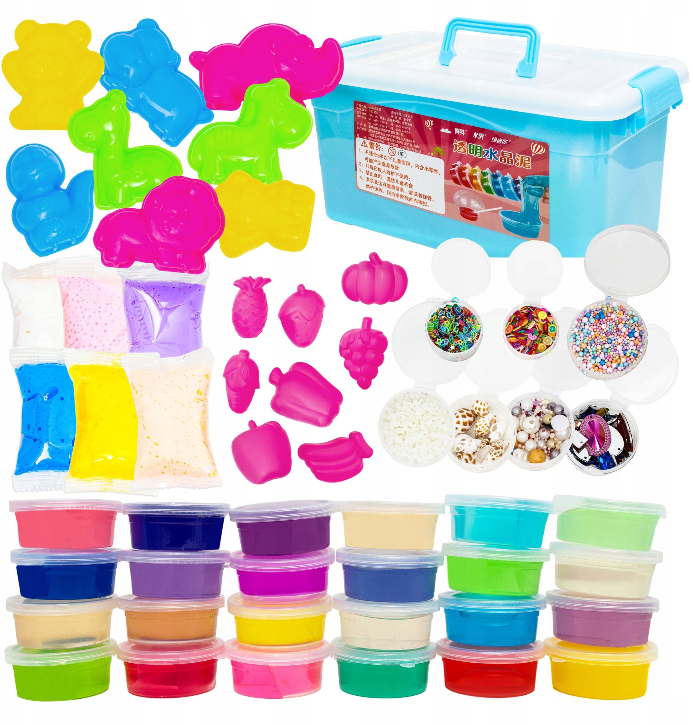click4TOYS Slime Glinka Duży Zestaw Do Robienia Slime Foremki Ozdoby Brokat Dla Dzieci