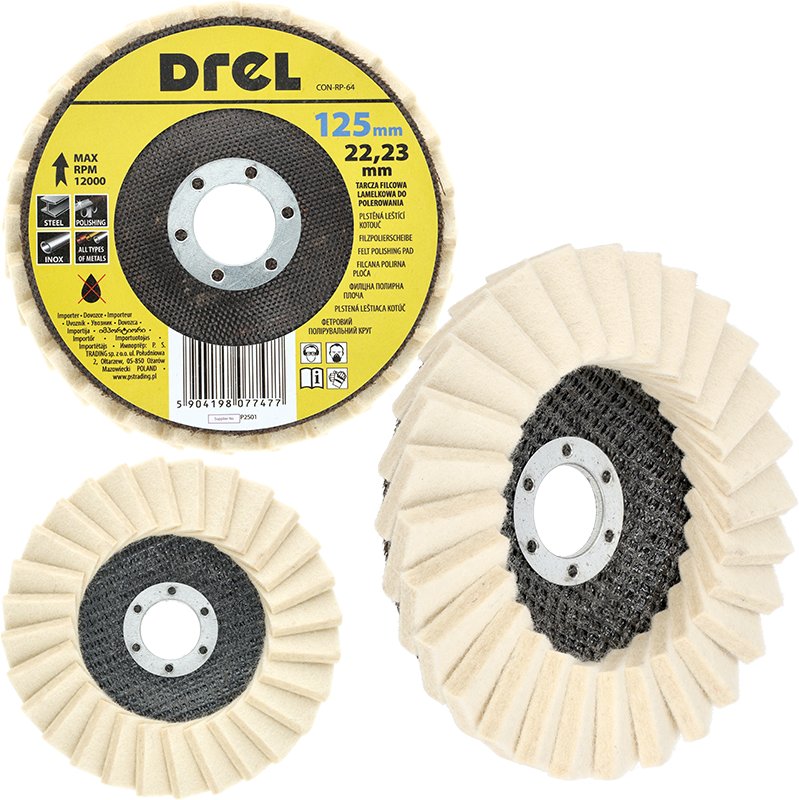 Drel DREL Tarcza Polerska Filcowa 125mm Lamelkowa Do Polerowania Metalu