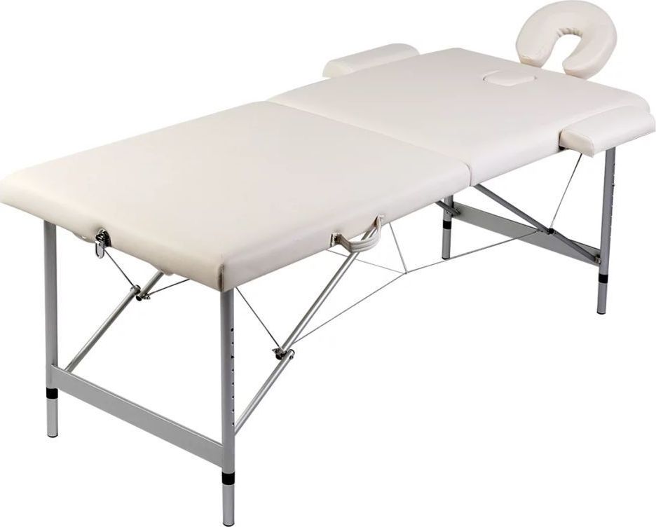 Фото - Масажний стіл VidaXL Kremowy składany stół do masażu 2 strefy z aluminiową ramą 