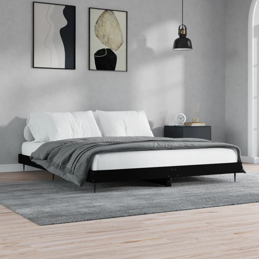 Фото - Ліжко VidaXL Rama łóżka, czarna, 150x200 cm, materiał drewnopochodny 