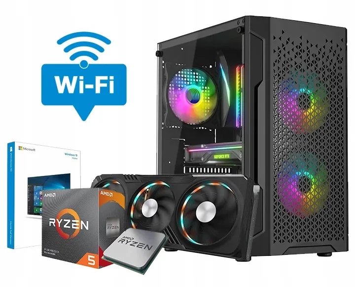 KOMPUTER GAMINGOWY DO GIER RYZEN 5 5600 32GB RADEON RX 9060XT 8GB 1TB W11 RGB