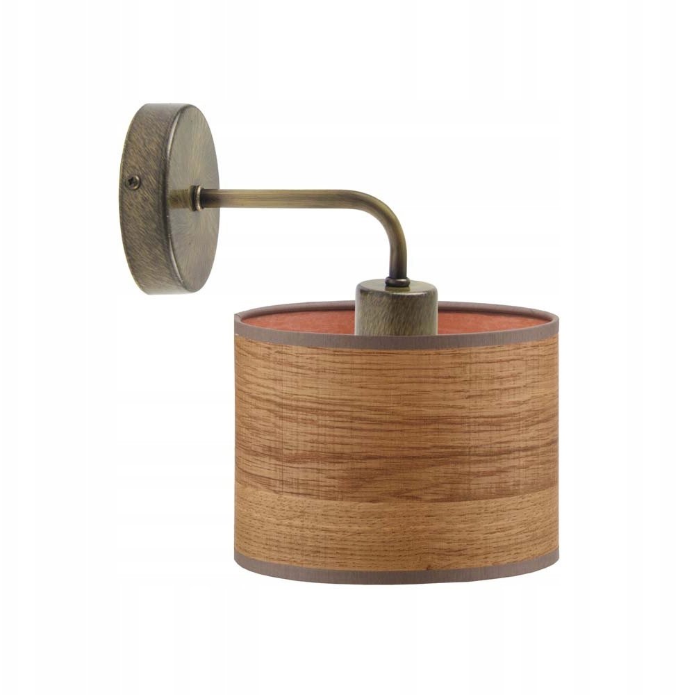 Kinkiet Lysne Skandynawski kinkiet ścienny LED AURORA ECO* z fornirowym abażurem w kształcie walca 25x25 cm
