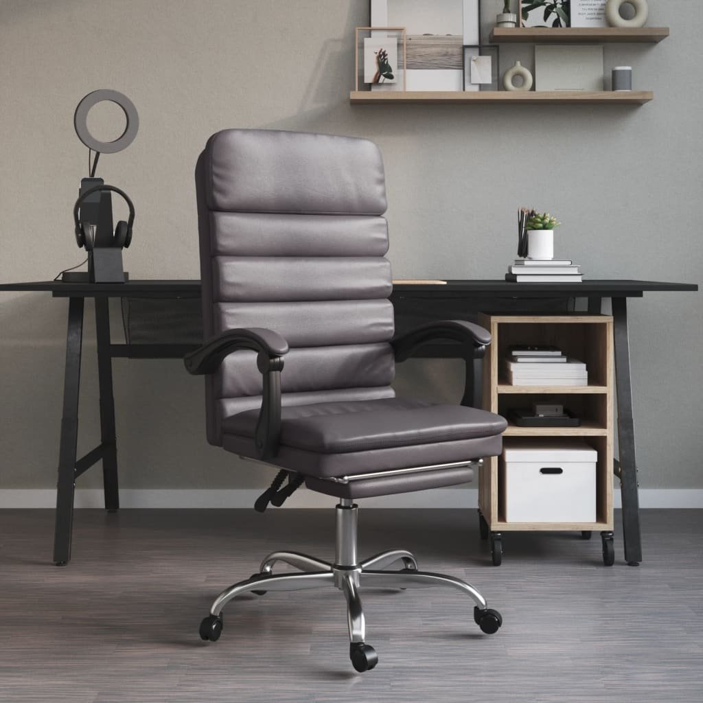 Фото - Комп'ютерне крісло VidaXL Krzesło biurowe   Rozkładane, masujące krzesło biurowe, szare, 