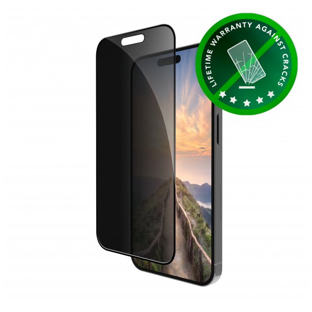 dbramante Eco* Ochrona ekranu dla telefonu z filtrem prywatności kolor ramki czarny - Apple iPhone 16 Pro, 17