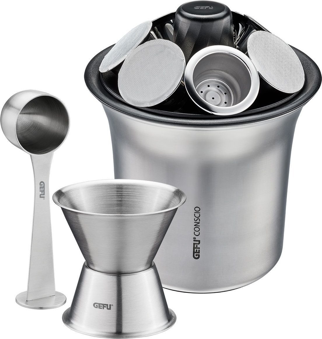 NPC Polska GEFU Conscio Zestaw do kawy Lejek + 4 kapsułki kawy + 80 naklejek