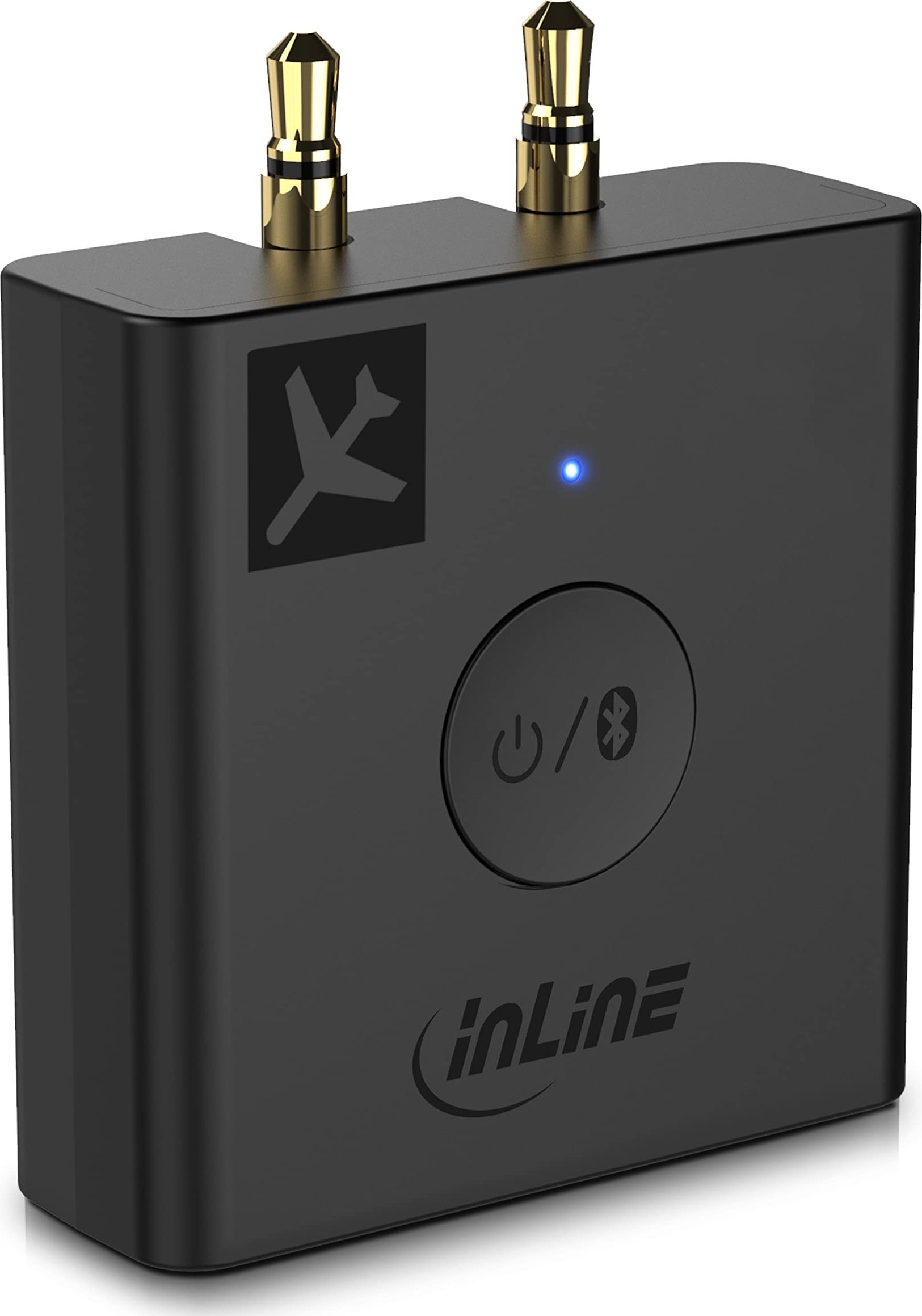 InLine ® Airplane Bluetooth Audio Transmitter, BT 5.0, aptX HD/LL, Flight Adapter with Charging Case