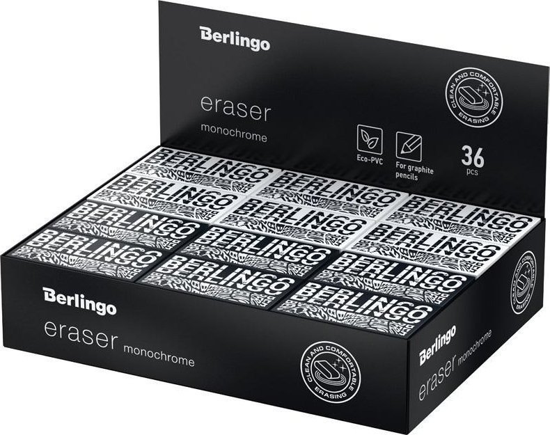Berlingo Gumka prostokątna Monochrome (36szt)