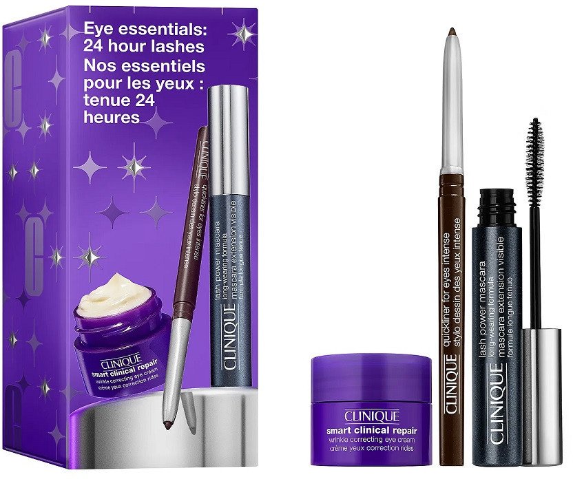 Clinique Eye Essential: 24 Hour Lashes zestaw tusz do rzęs 6ml + eyeliner w kredce 0.14g + przeciwzmarszczkowy krem pod oczy