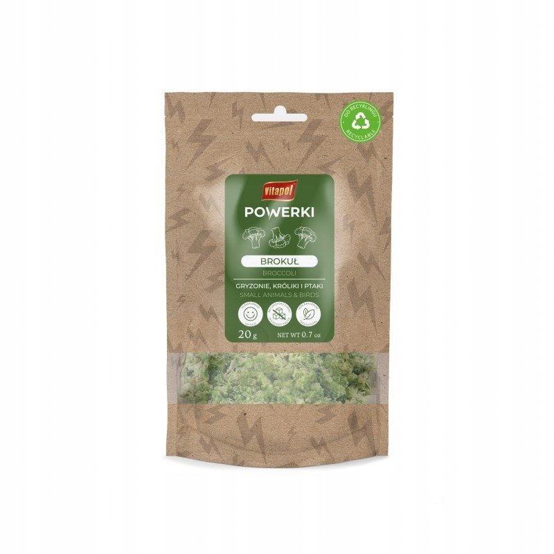 Vitapol Powerki Brokuł liofilizowany dla gryzoni, królika oraz ptaków egzotycznych 20g