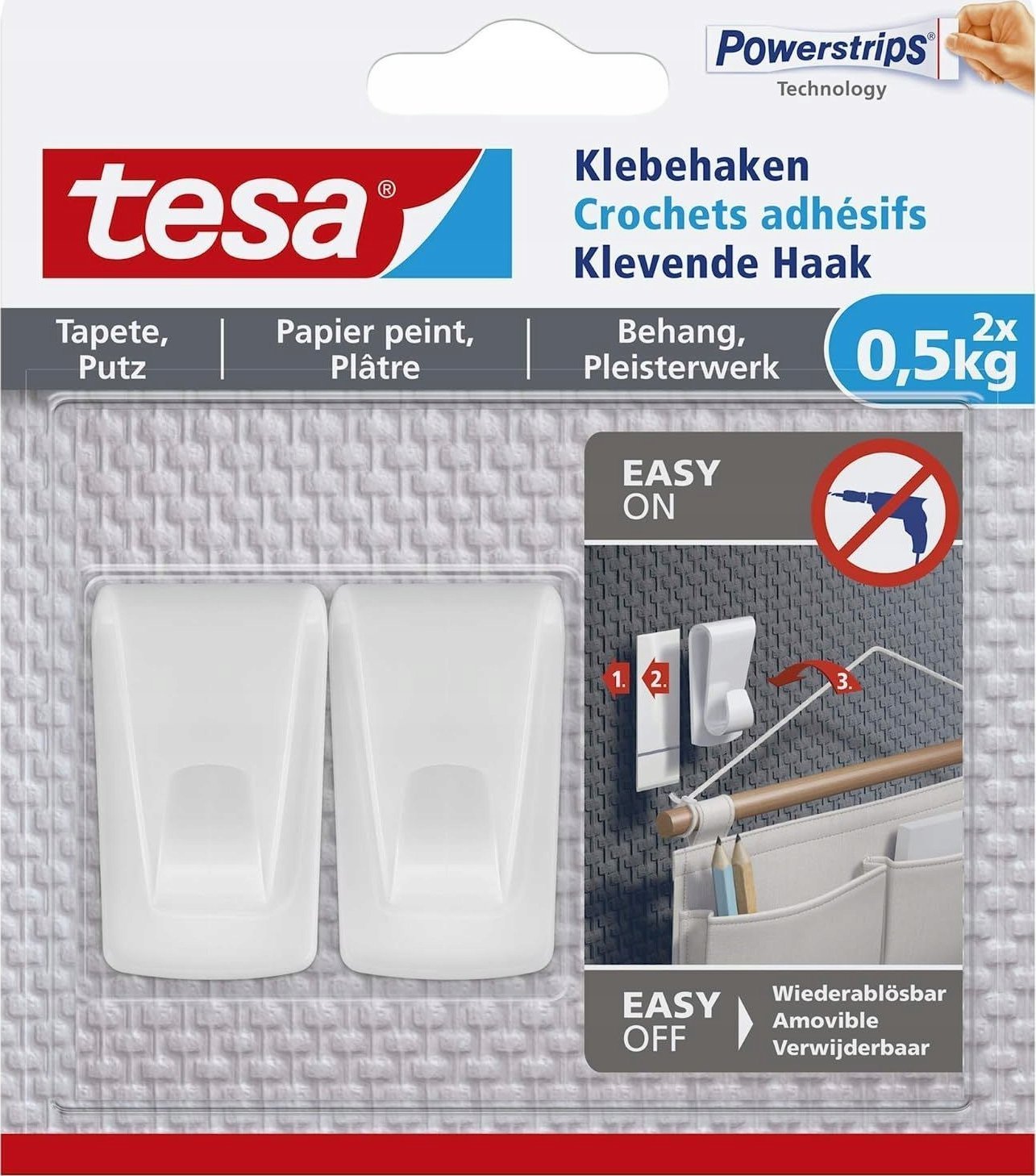 Tesa Haczyki klejące 0,5 kg strukturalne powierzchnie