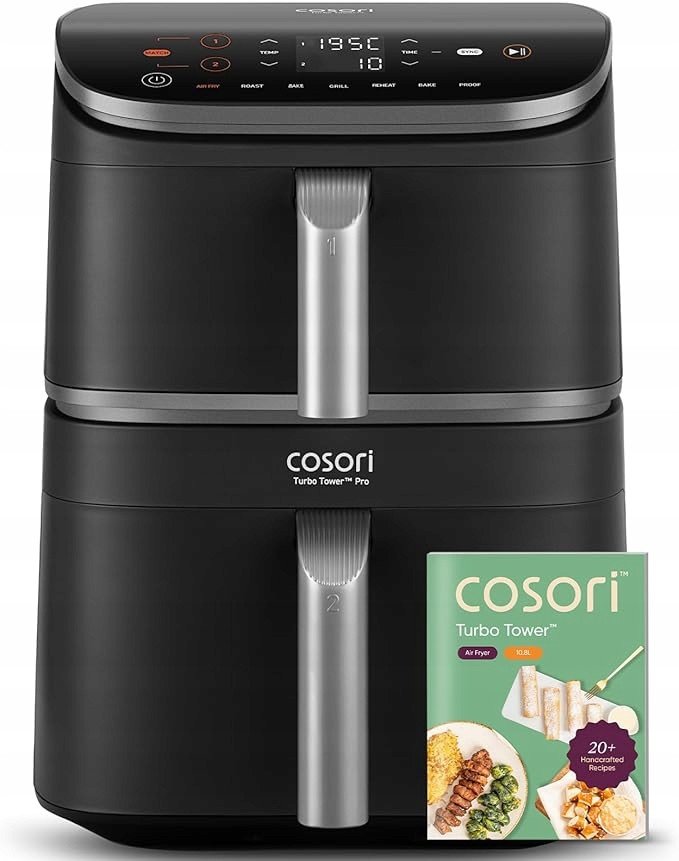 COSORI Turbo Tower Pro 2 komory 10,8 l Double Stack Airfryer z DualBlaze
