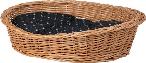 WickerPL Owalne wiklinowe legowisko dla zwierząt z obniżonym brzegiem 40x30 H14 CM