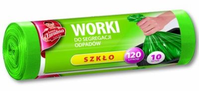 Anna Zaradna Worki na śmieci do segregacji odpadów szklanych LDPE 120L 10SZT. ZIELONE (AZ1-WNS-7072)