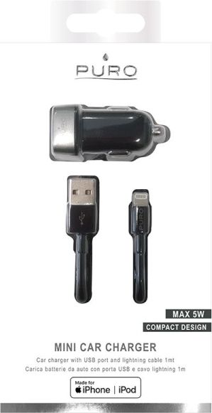 Фото - Зарядний пристрій PURO Ładowarka  Mini 1x USB-A 1 A  (MCHUSBAPLTCBLK)