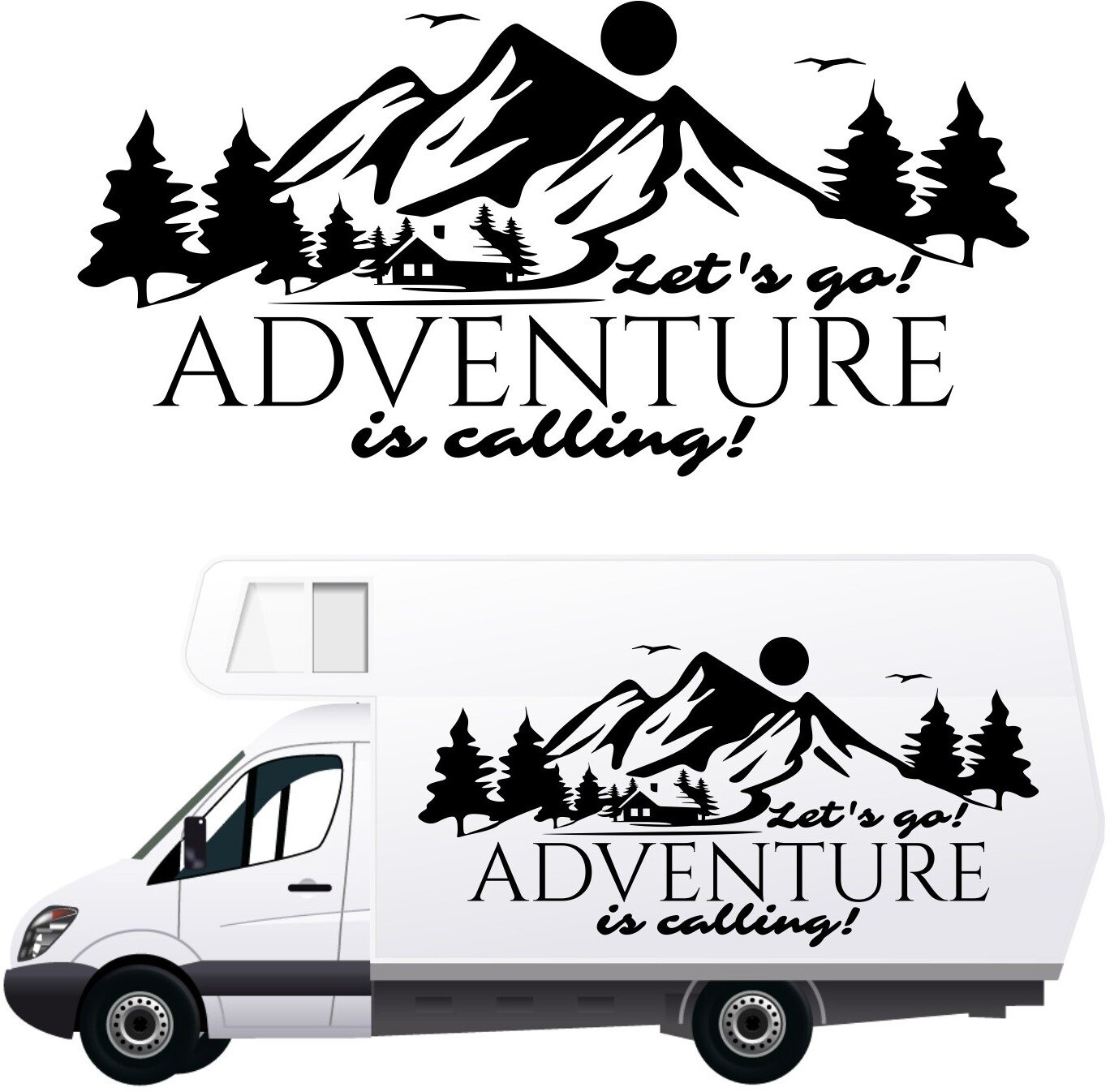 Stabilus NAKLEJKA NA SAMOCHÓD TERENOWY dekoracyjna wodoodporna góry las KAMPER przyczepę kempingową camper auto 140 cm