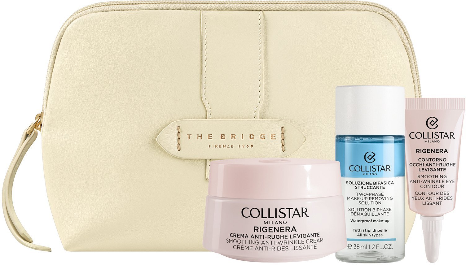 Collistar SET REGENERATE ANTI-IRRITATION CREAM 50 ML + MINI BIPHASIC CREAM 35 ML + EYE CONTOUR 5ML + cosmetic bag