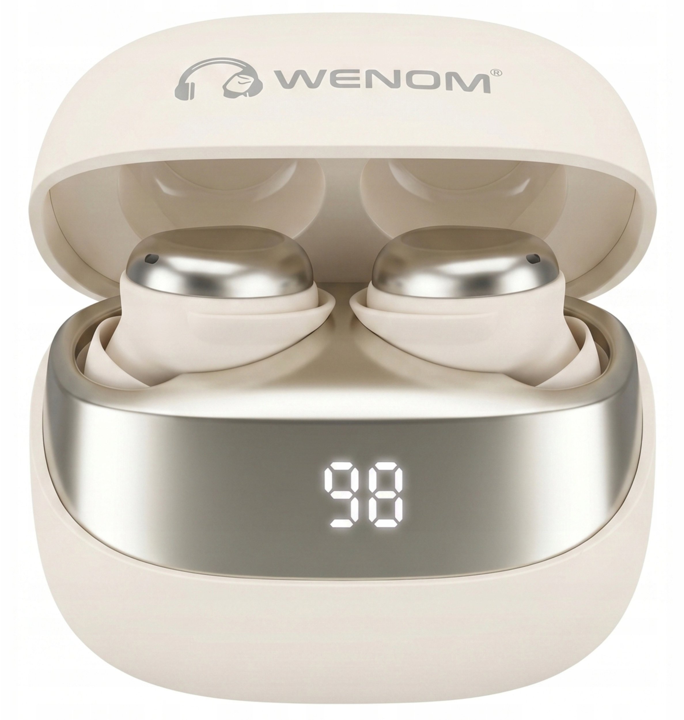 Wenom Bezprzewodowe bluetooth 5.4 PRO dokanałowe dwa mikrofony Beżowe ( Spe 15 Pro BT 5,4)