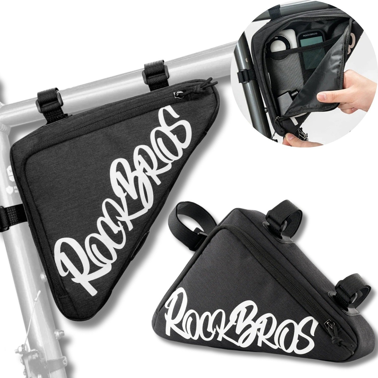 RockBros Torba rowerowa G002 Flash Journey na ramę trójkątna 1.4 l - czarna (5907769391125)