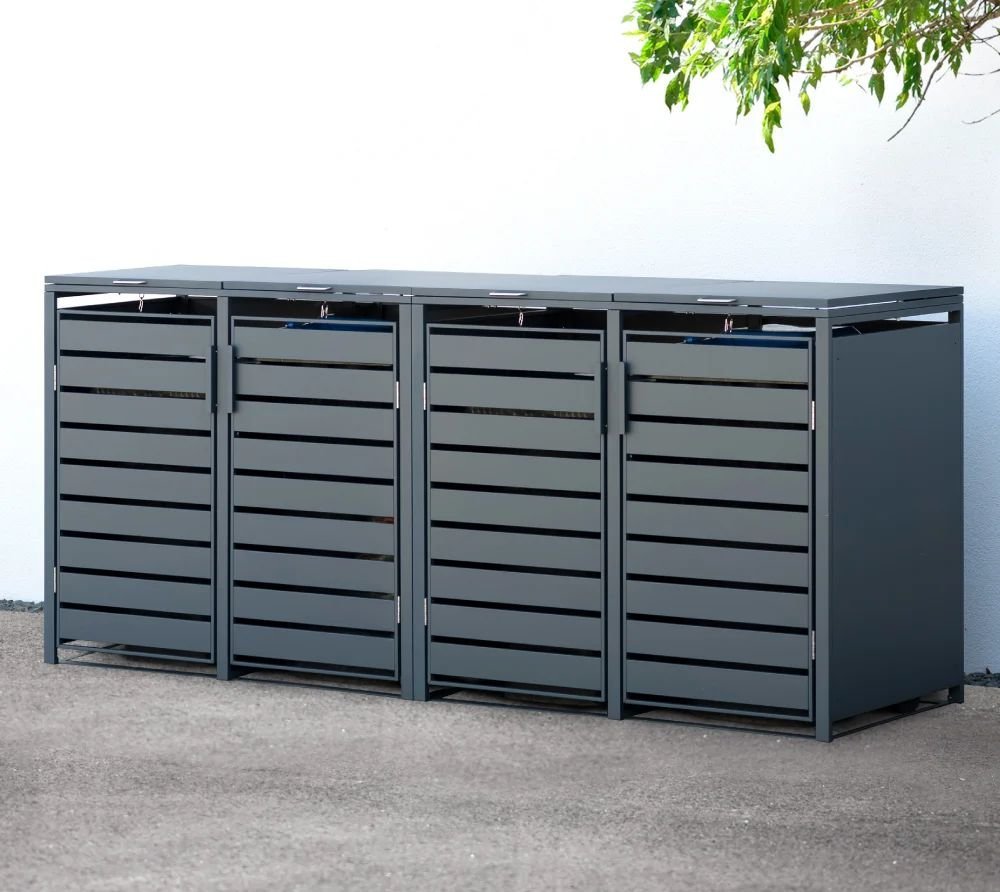 Westmann Westmann Metalowy pojemnik na śmieci 4 kosze 4x240L Antracyt 264 x 80 x 116 cm