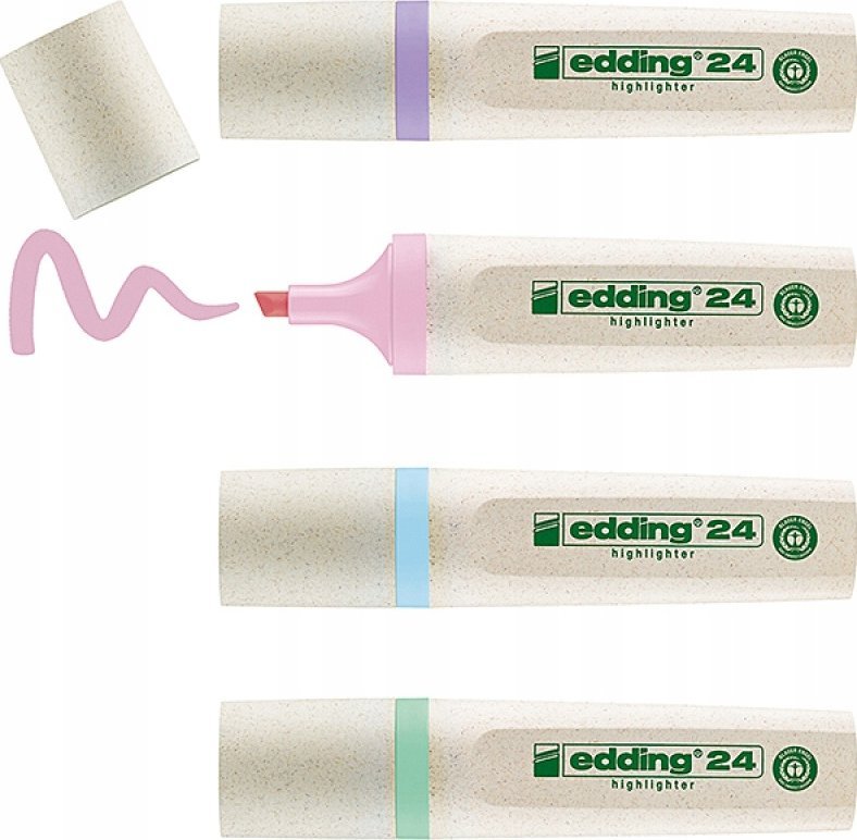 Edding Zakreślacze E-24 ECOLINE* EDDING, 2-5 mm, 4 szt., mix pastelowych kolorów