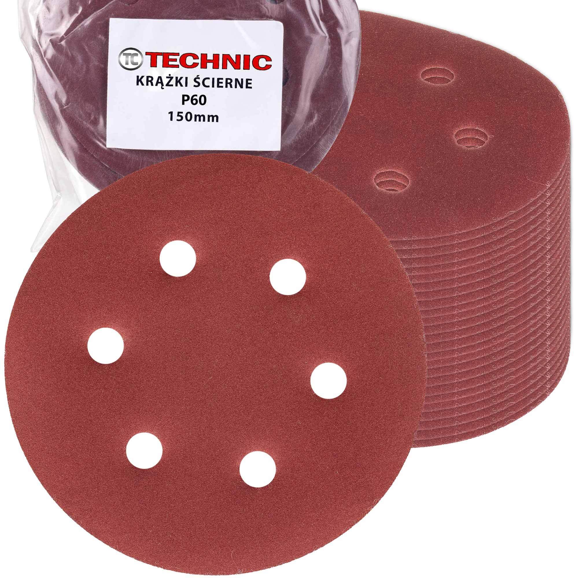 Import 25szt PAPIER ŚCIERNY 150mm P60 RZEP KRĄŻEK NA DYSK DO SZLIFIERKI WIERTARKI