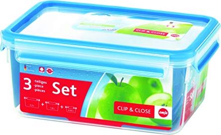 Emsa Emsa Clip & Close Food Container Set- Set of 3 - 0.55 / 1.0 / 2.3 L